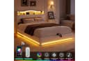 ADWOLT Polsterbett Beige Samt mit LED Licht und Ladefunktion Bild 4