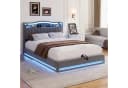 ADWOLT Polsterbett Grau Samt mit LED Licht & USB-Ladefunktion Bild 2