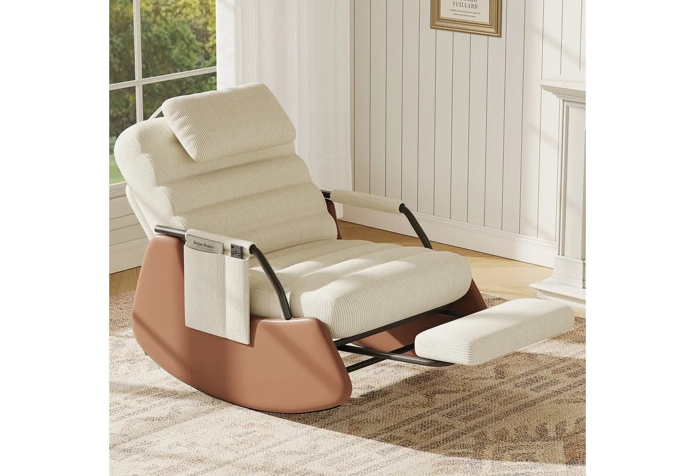 BELUPAI Schaukelstuhl Beige mit Fußstütze und verstellbarer Rückenlehne - Bild 2