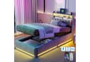 ADWOLT Polsterbett Grau mit LED-Beleuchtung und Stauraum Bild 2
