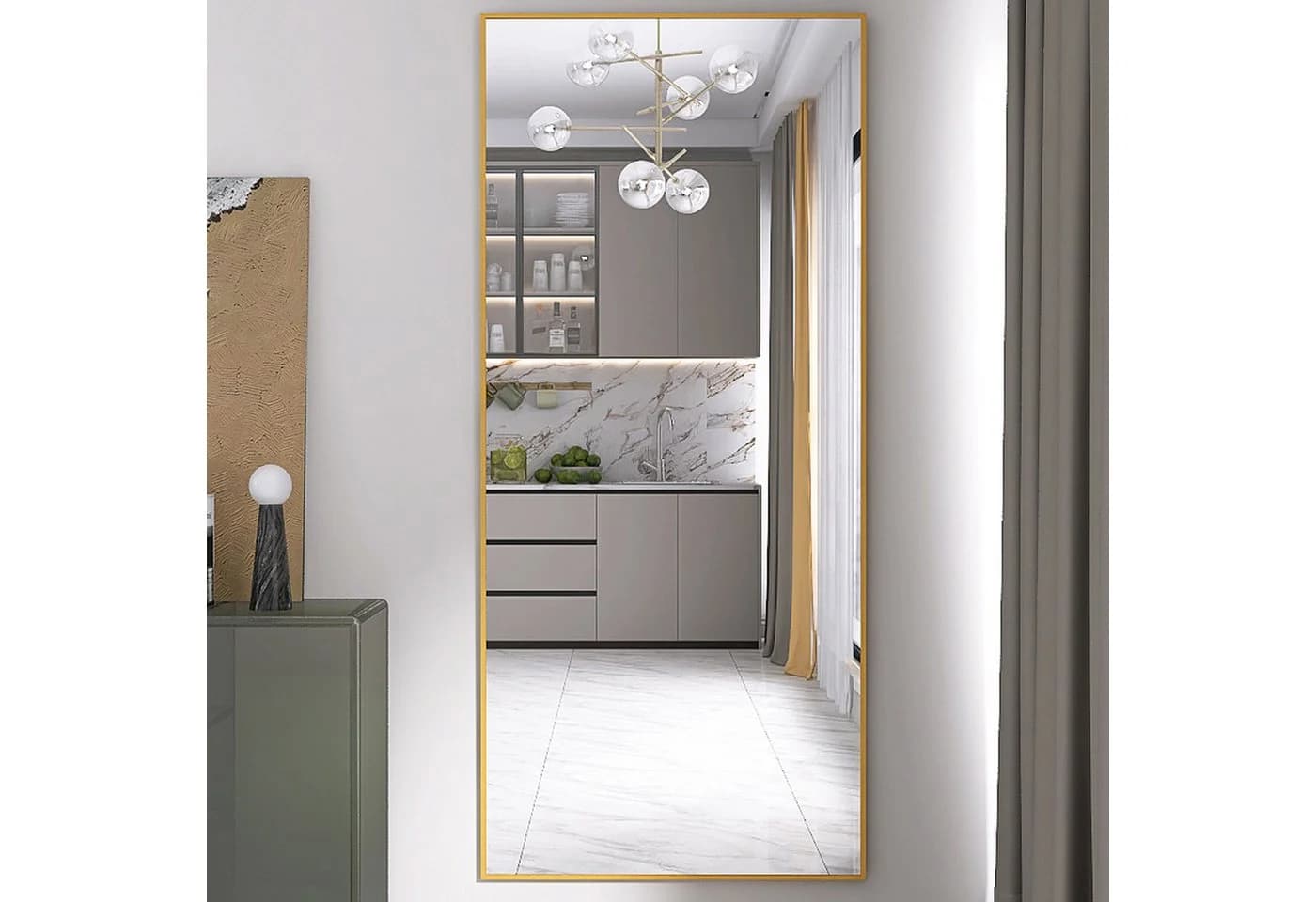 zebery Ganzkörperspiegel Gold Metallrahmen HD-Spiegelung - Bild 2