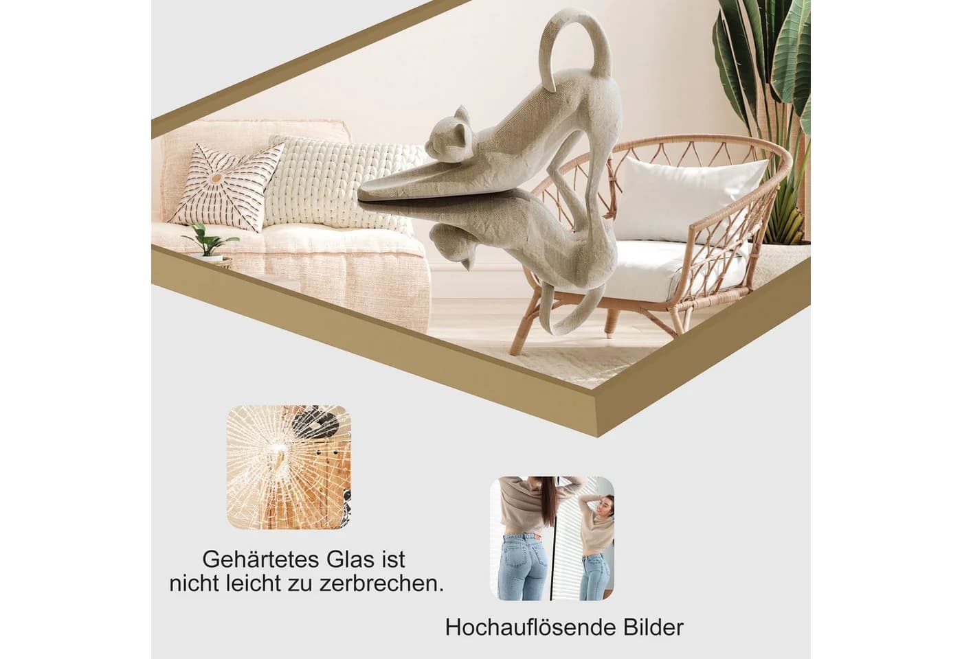 zebery Ganzkörperspiegel Gold Metallrahmen HD-Spiegelung - Bild 4