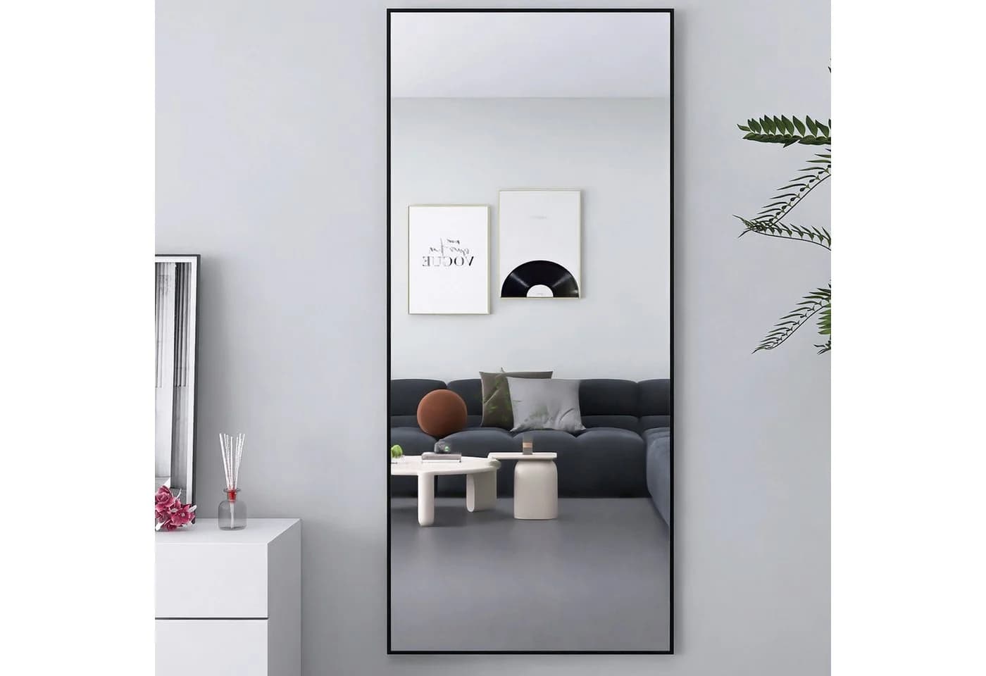 zebery Ganzkörperspiegel Schwarz Metallrahmen HD-Spiegelung - Bild 2