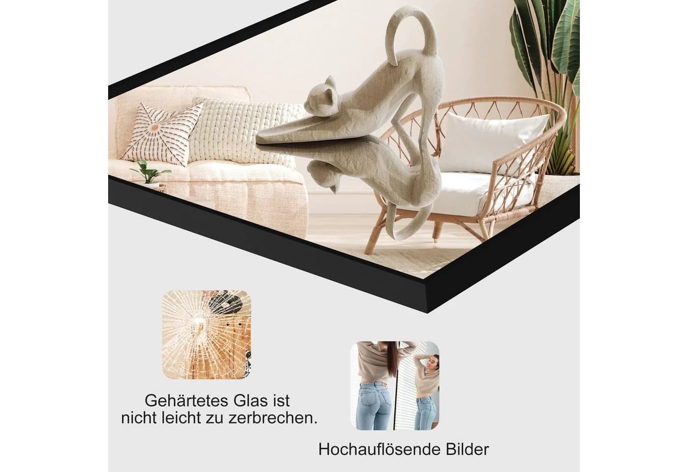 zebery Ganzkörperspiegel Schwarz Metallrahmen HD-Spiegelung - Bild 4