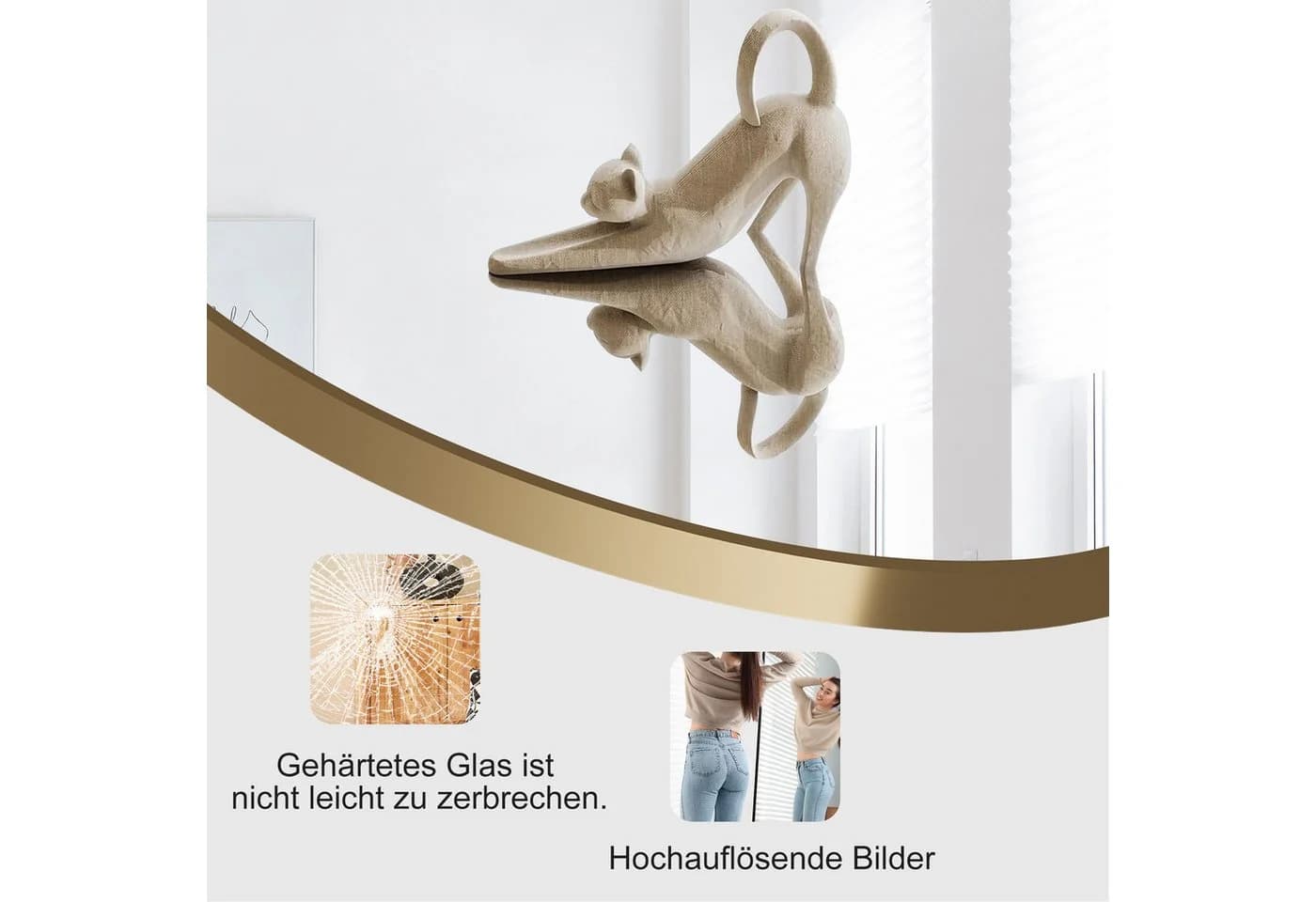 zebery Ganzkörperspiegel Bogenspiegel Schwarz Alu-Rahmen - Bild 4