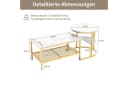 BELUPAI Couchtisch 2in1 Beistelltisch Set Marmoroptik Weiß-Gold Bild 1