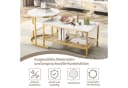 BELUPAI Couchtisch 2in1 Beistelltisch Set Marmoroptik Weiß-Gold Bild 3