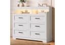 ADWOLT Sideboard LED Kommode Weiß 6 Schubladen Modern Bild 2