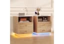 ADWOLT Nachttisch Set 2er mit Schubladen, Ladestation & LED Bild 2