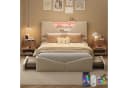 zebery Polsterbett mit Stauraum und LED-Beleuchtung Samt Beige Bild 2