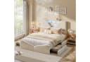 zebery Polsterbett mit Stauraum und LED-Beleuchtung Samt Beige Bild 5