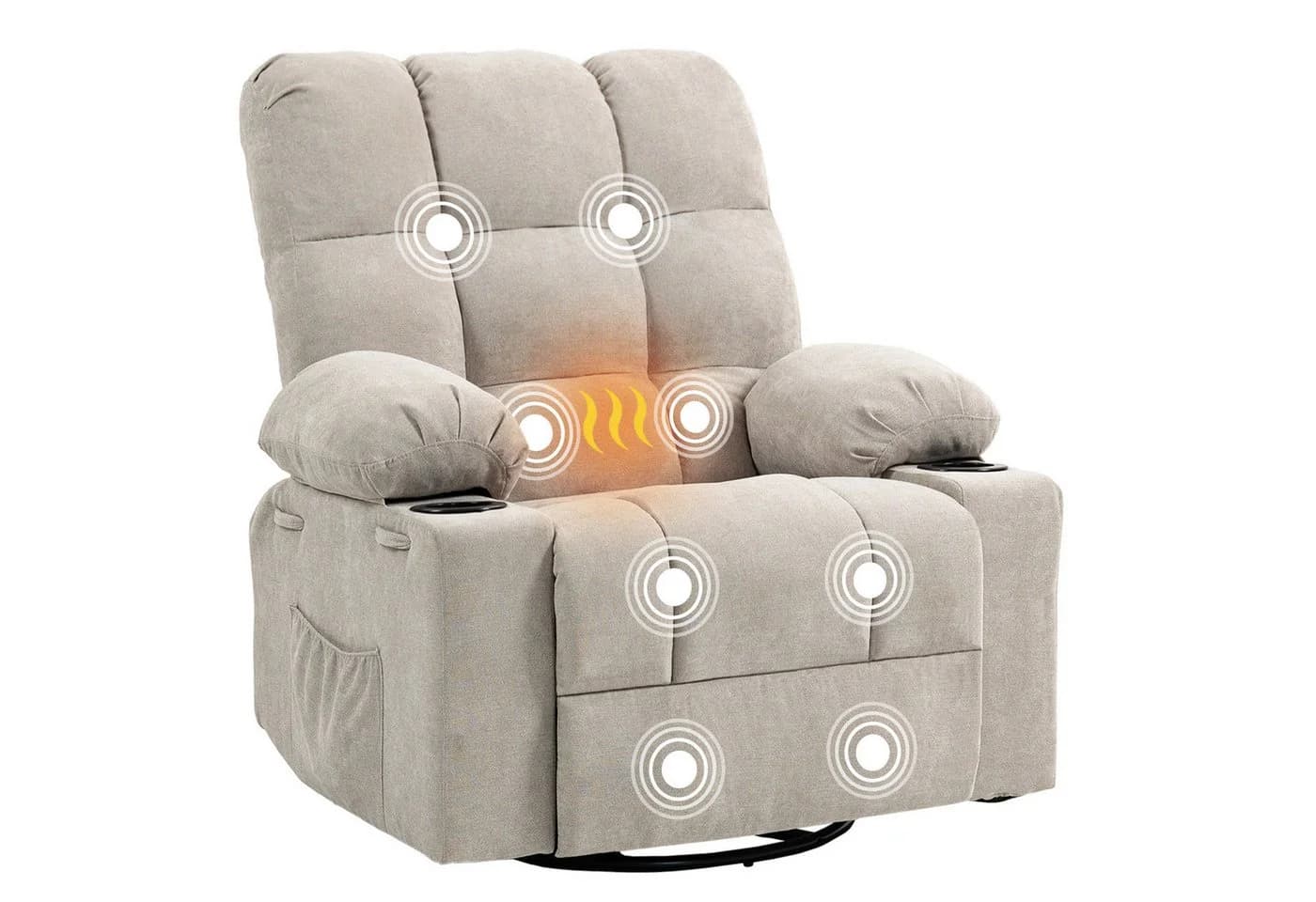 BRTHORY Relaxsessel Massagesessel 8-Punkt-Vibration Beige - Bild 2