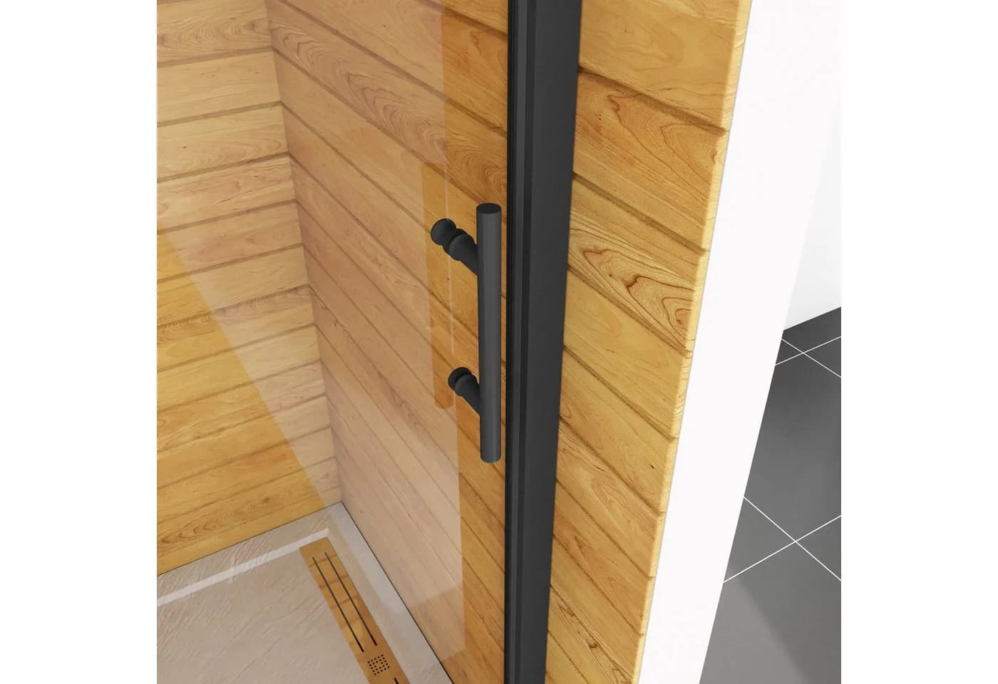 AICA Dusch-Schiebetür Schwarz 6mm ESG Glas Aluminium Rahmen - Bild 4