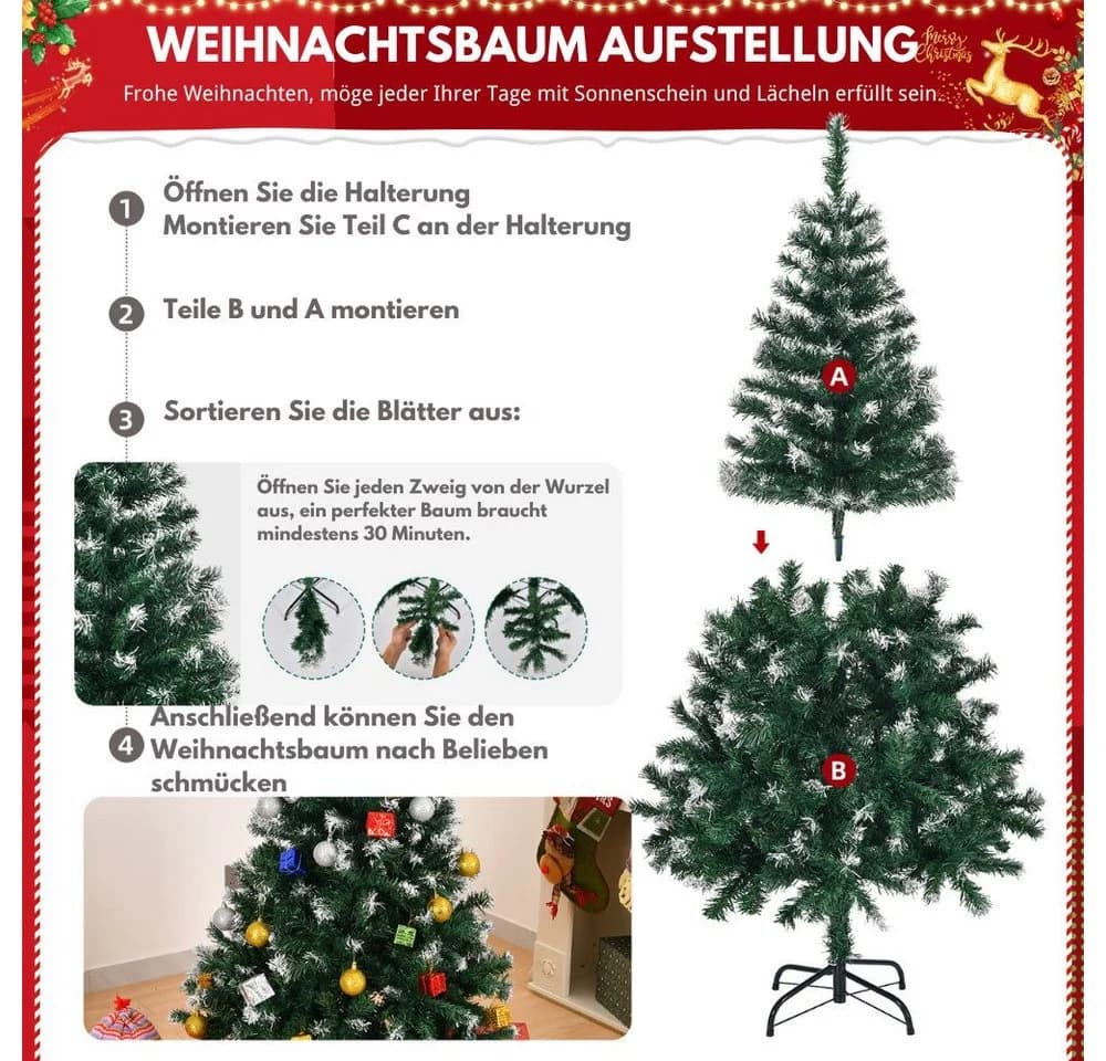 LALAHO Künstlicher Weihnachtsbaum 120 cm mit 300 Spitzen PVC - Bild 4