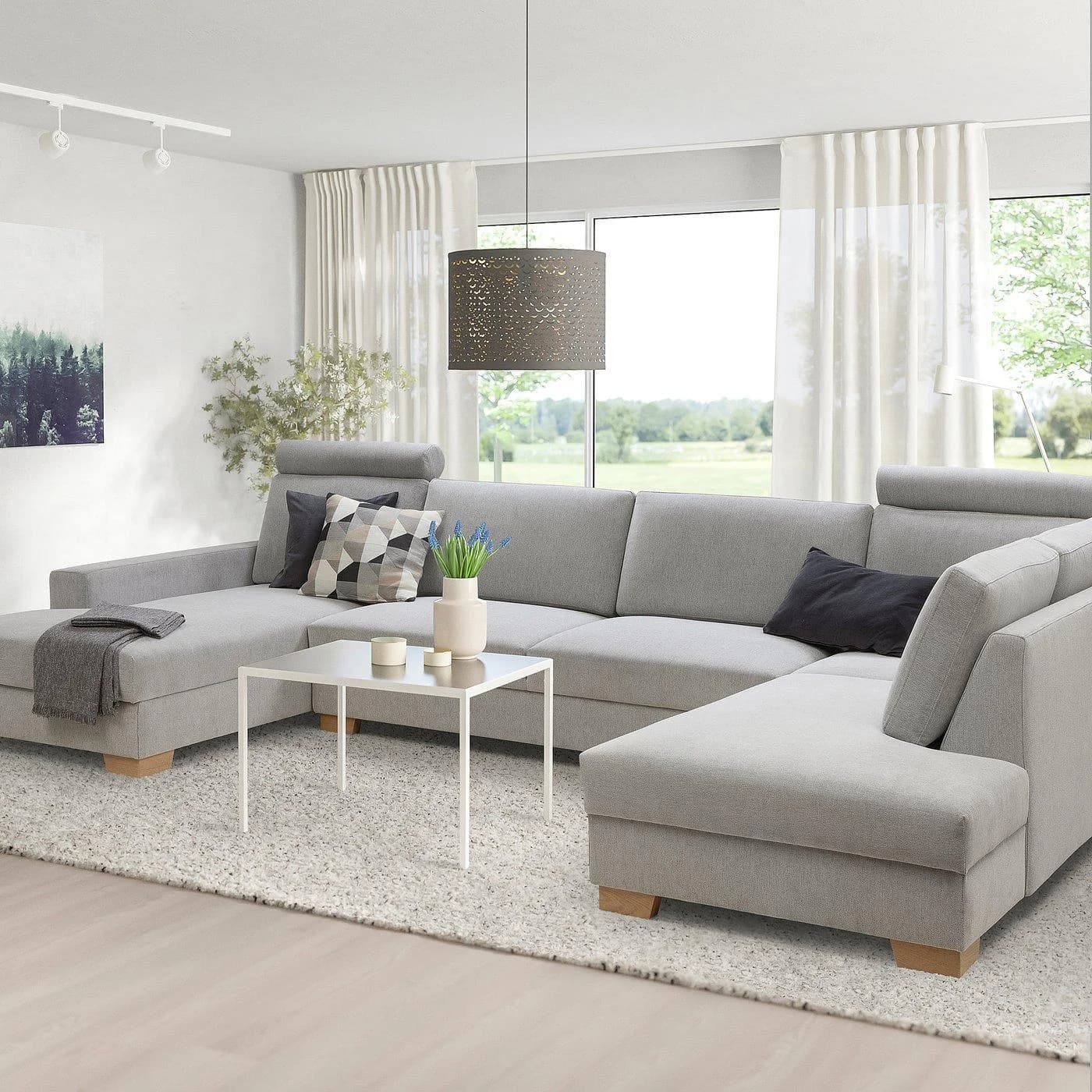 IKEA SÖRVALLEN Ecksofa 5-sitzig mit Récamiere Schwarz/Weiß