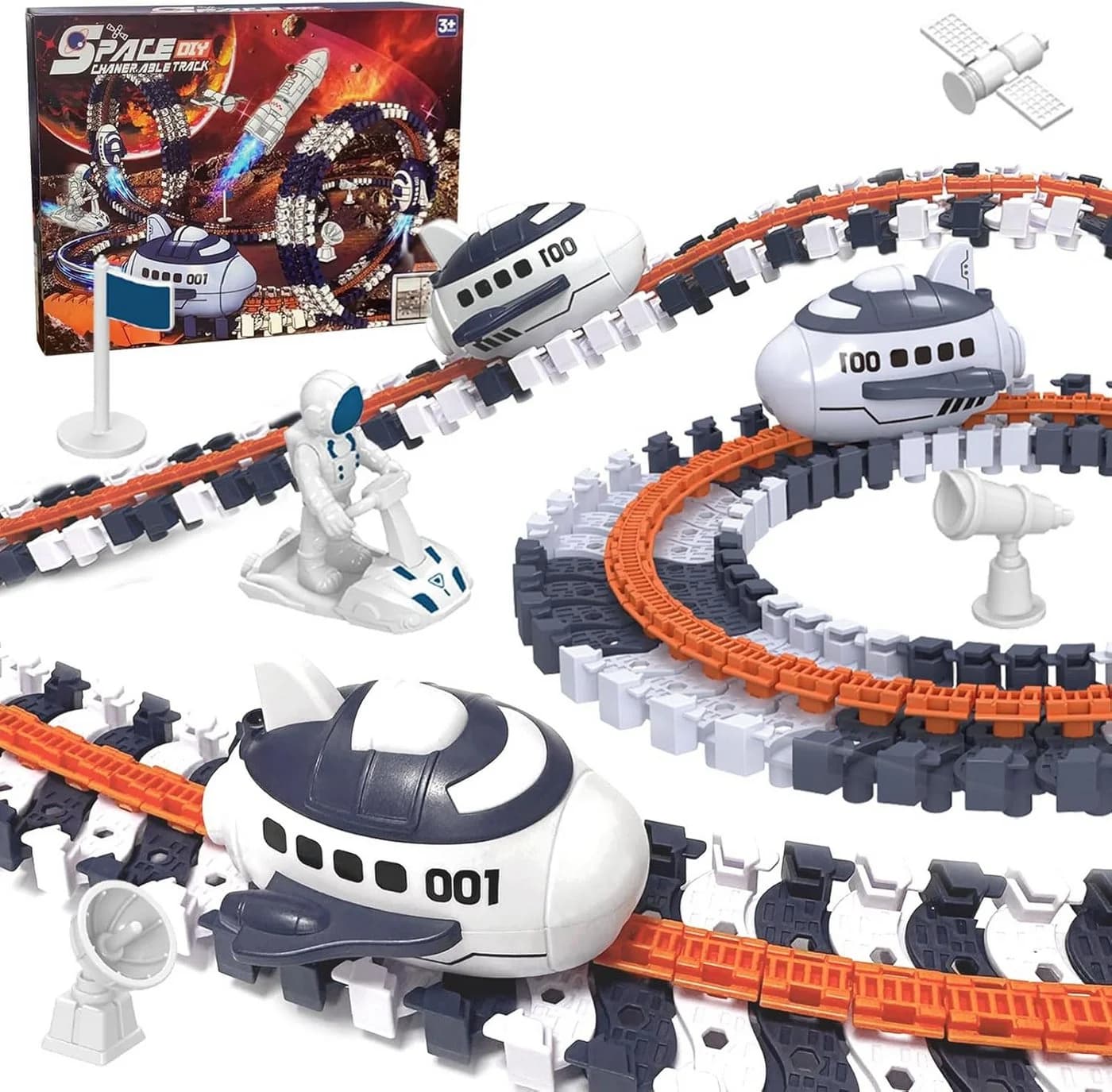 LA CUTE Weltraum Rennstrecke Spielset 128 Teile mit Space Shuttle & Zubehör - Bild 2