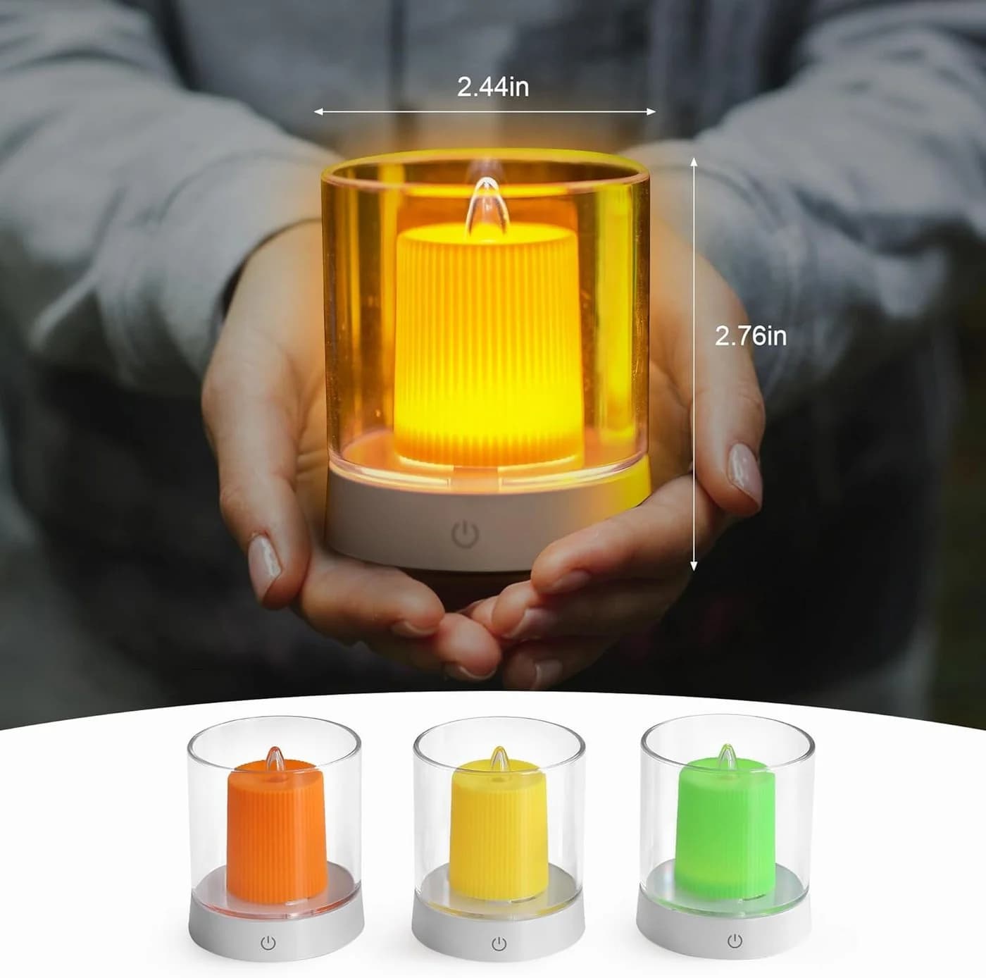 LA CUTE LED-Teelichter Set 3-tlg. Wiederaufladbar Grün/Gelb/Orange - Bild 5