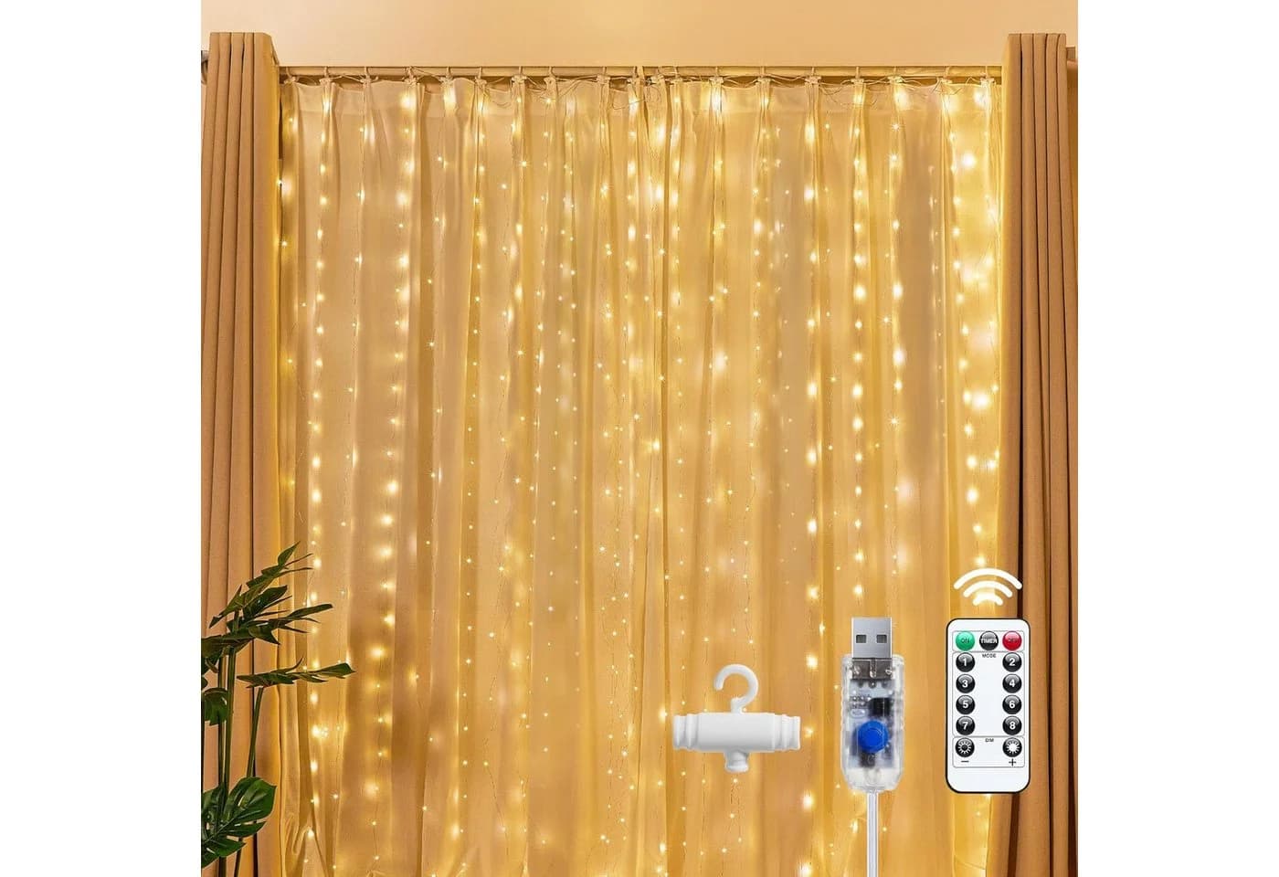 Athlix LED-Lichtervorhang 3m breit - bis zu 3m lang, Innen und Außen - Bild 2