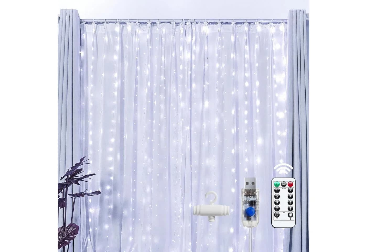 Athlix LED-Lichtervorhang 3m breit - bis zu 3m lang, Innen und Außen - Bild 2