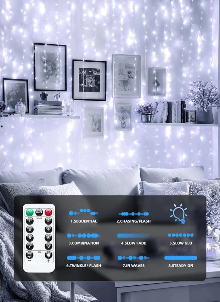 Athlix LED-Lichtervorhang 3m breit - bis zu 3m lang, Innen und Außen - Bild 4