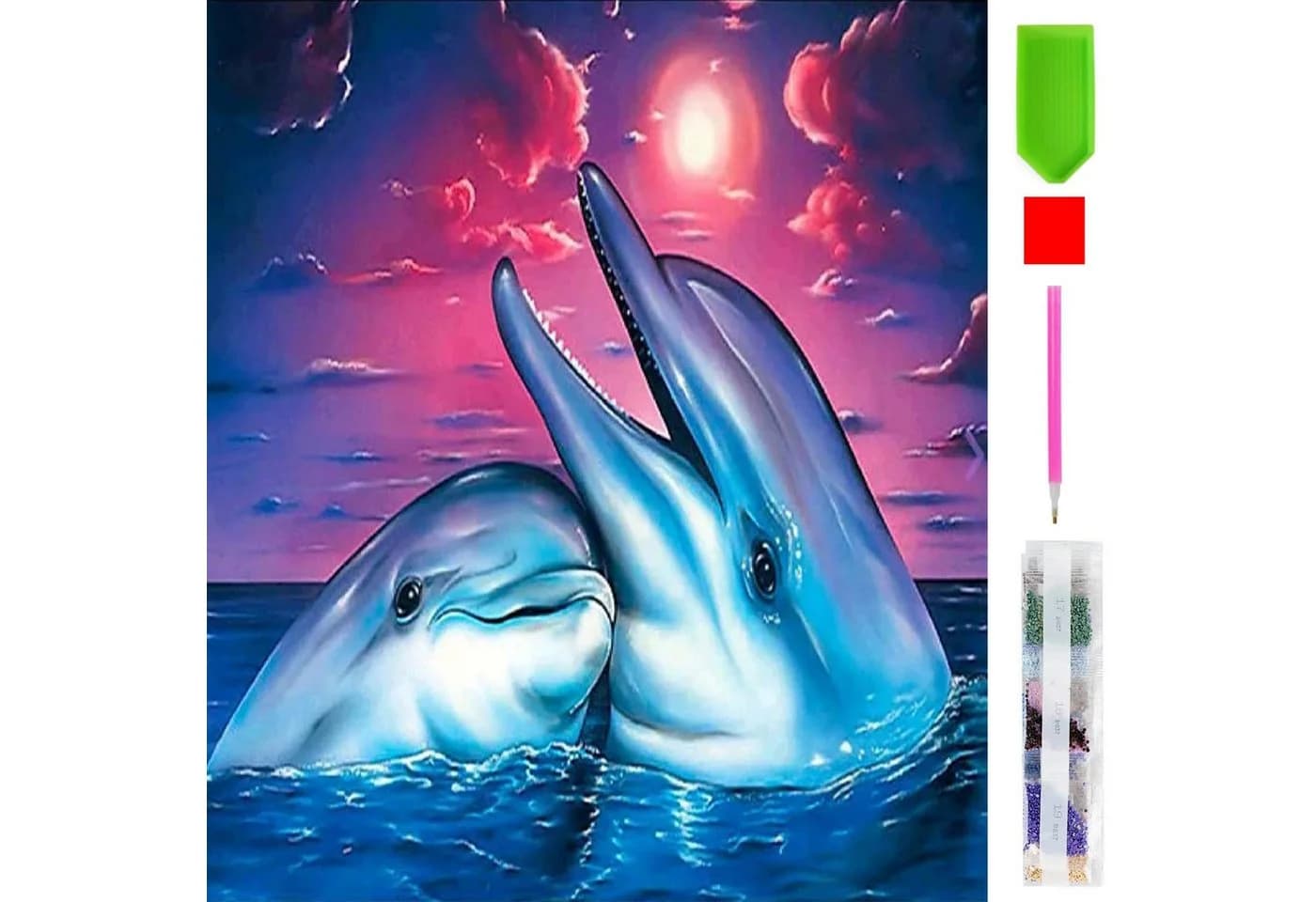 LA CUTE 5D Diamond Painting Set Delfine 20x20cm Komplettset - Bild 2