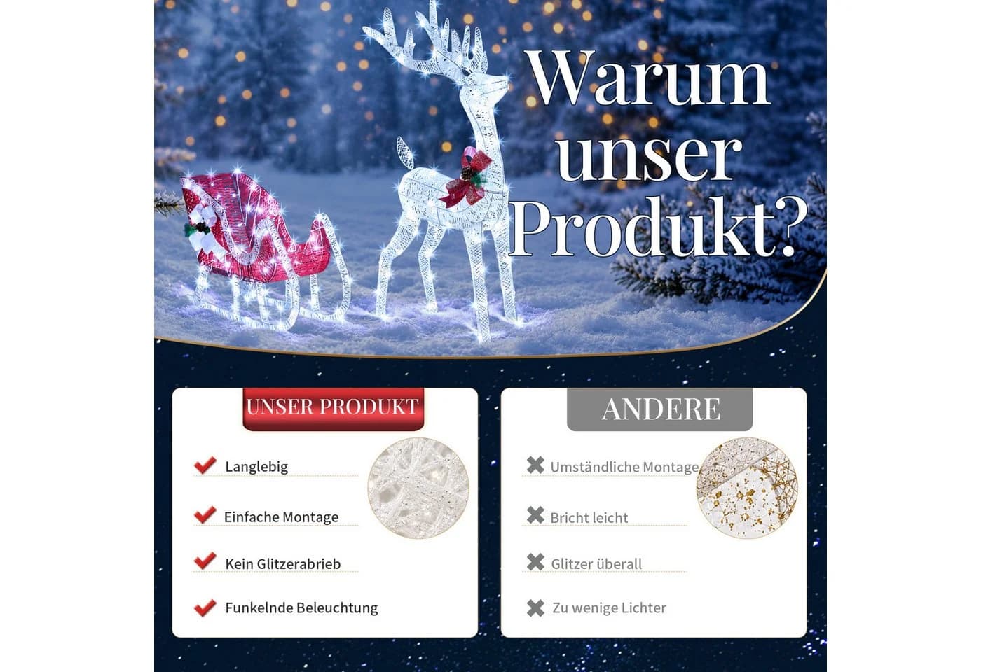 LALAHO LED Rentier Weihnachtsfigur Gold mit Beleuchtung - Bild 5