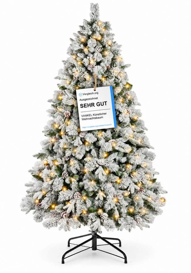 Vankel Künstlicher Weihnachtsbaum mit Schnee, Beleuchtung und Zapfen - Bild 2