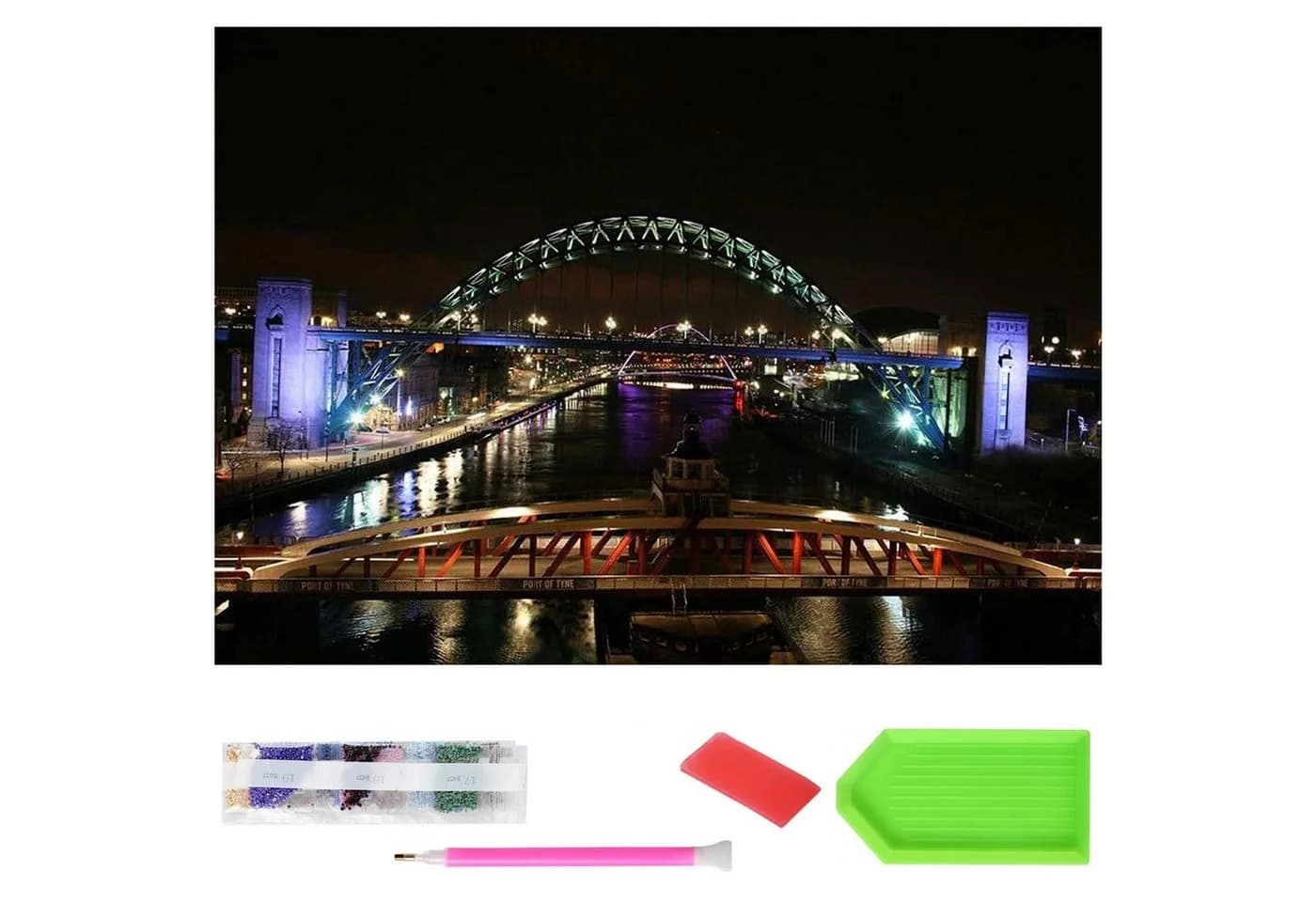 LA CUTE 5D Diamond Painting Brücke bei Nacht XXL Komplettset - Bild 2