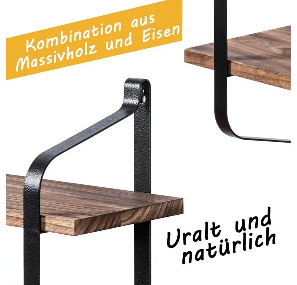YMQHBS Wandregal Hängeregal mit 2 Regalböden Stahl Modern - Bild 5
