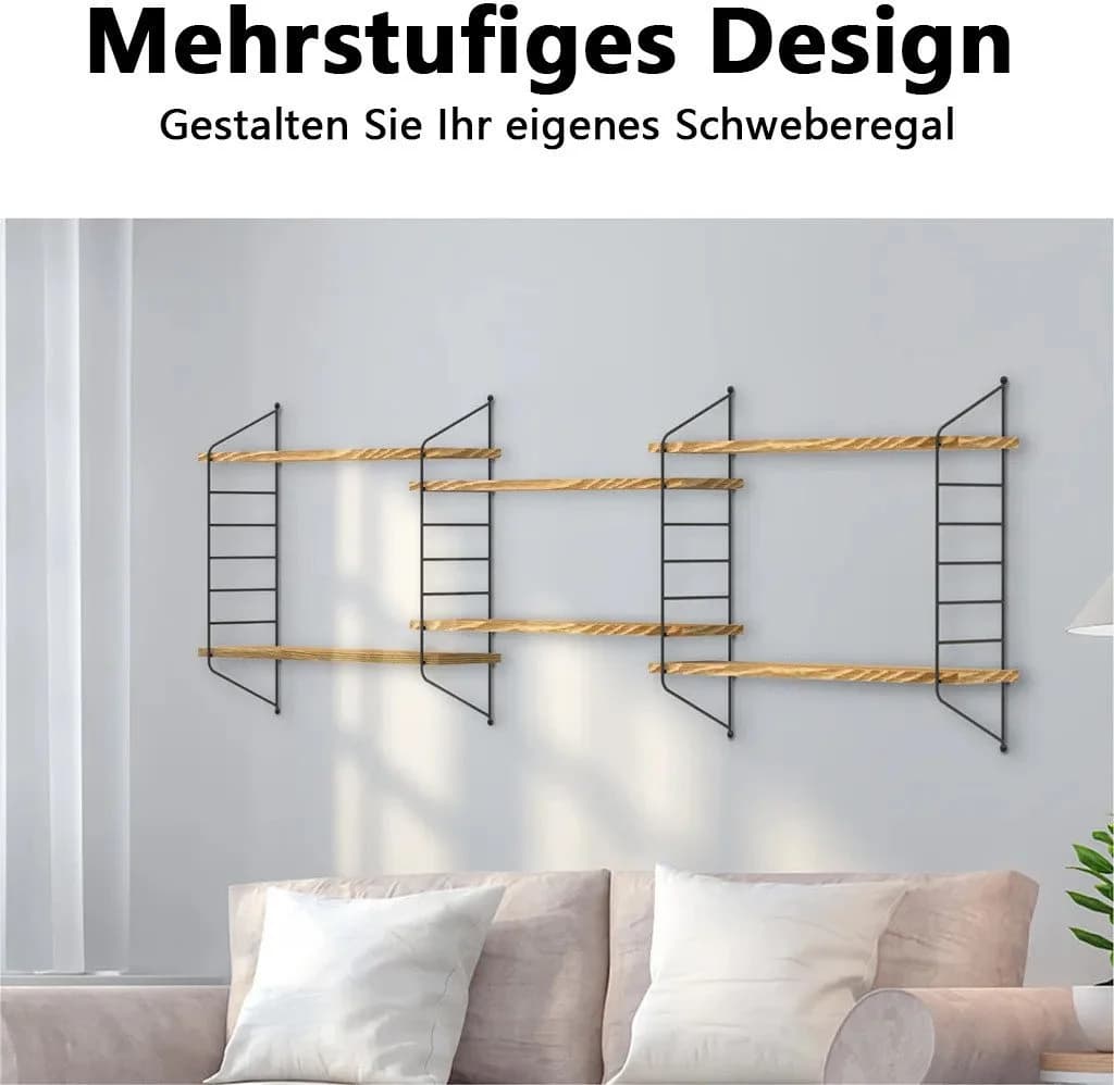 PFCTART Wandregal 3 Etagen Holz Industrie-Design