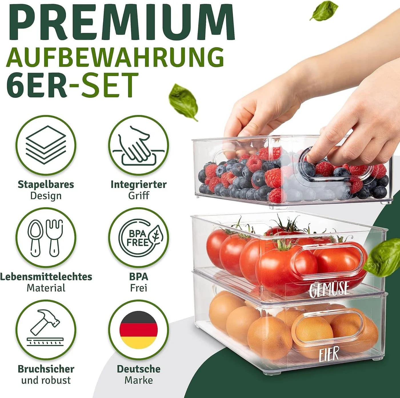 YMQHBS Aufbewahrungsbox Küchenorganizer-Set 6-teilig Transparent - Bild 3