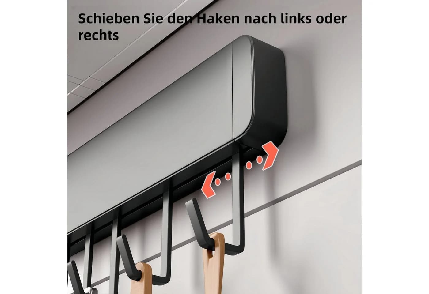 PFCTART Hakenleiste Küche Schwarz Selbstklebend Aluminium - Bild 3