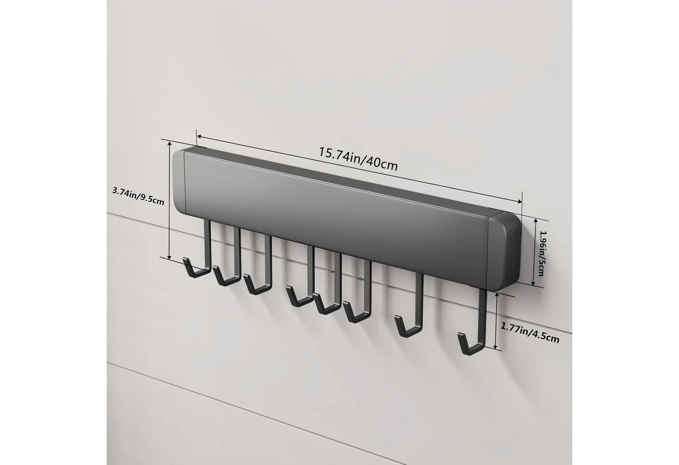 PFCTART Hakenleiste Küche Schwarz Selbstklebend Aluminium - Bild 5