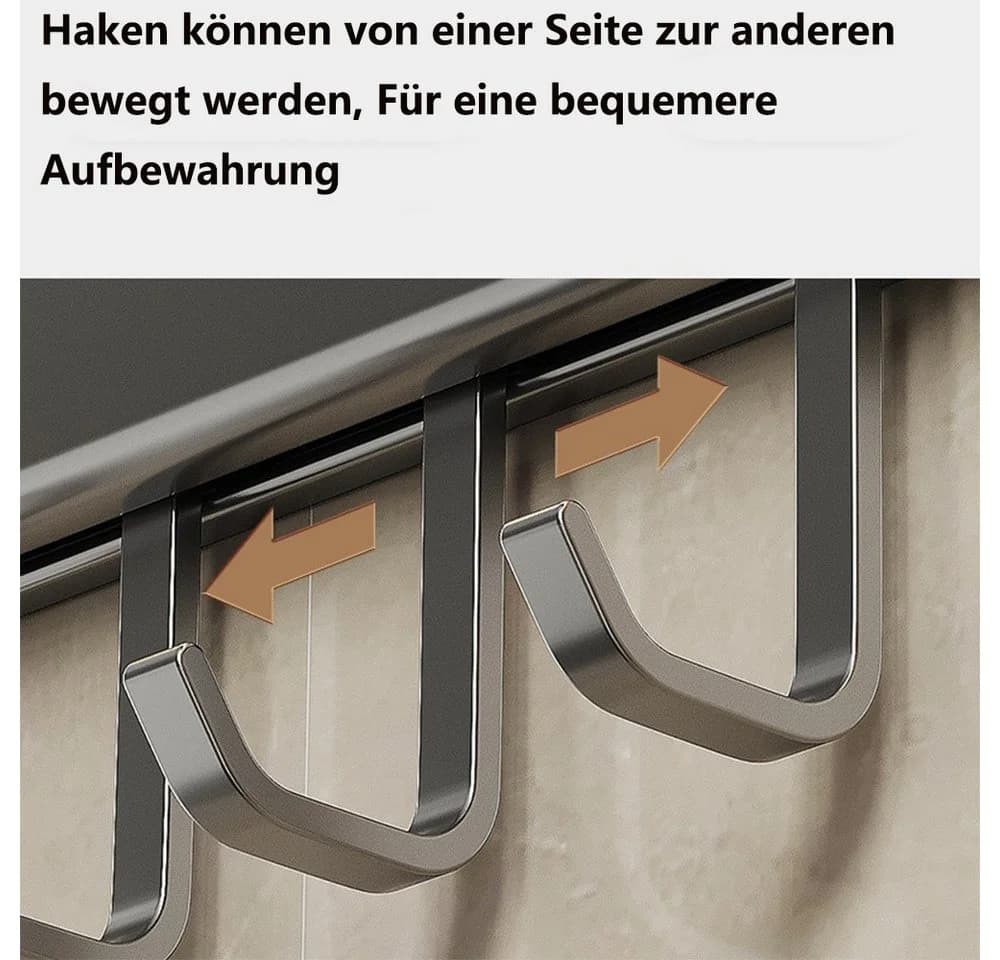 PFCTART Hakenleiste Küche Schwarz Aluminium Selbstklebend - Bild 4