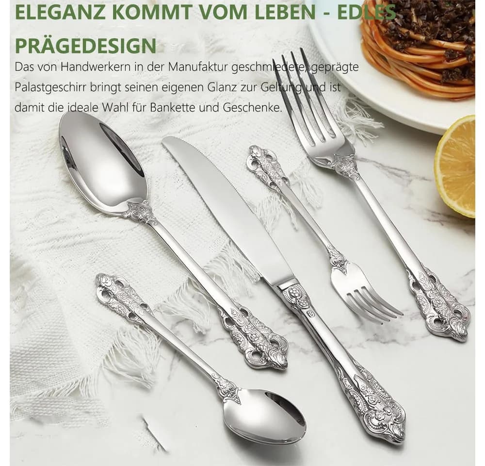 PFCTART Besteck-Set 24-tlg. Silber Edelstahl Palaststil - Bild 4