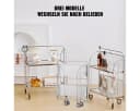 PFCTART Beistellwagen Mobile Storage Folding Trolley, Servierwagen, zusammenklappbar, 2 Ebenen gehärtetes Glas Bild 4