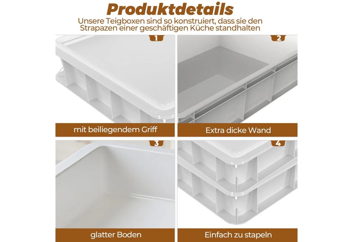 GLIESE Pizzaballenbox 30x40x7,5 cm für 6 Teiglinge - Bild 3