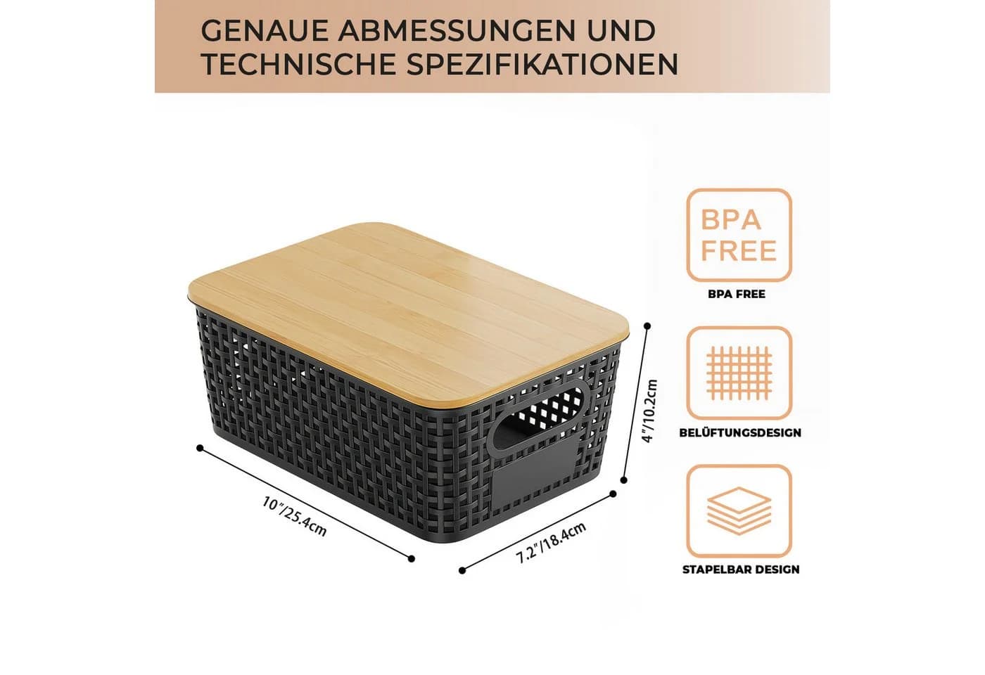 GLIESE Aufbewahrungsbox Kartoffel Aufbewahrungsbox mit Bambusdeckel Küche Aufbewahrung 3 St