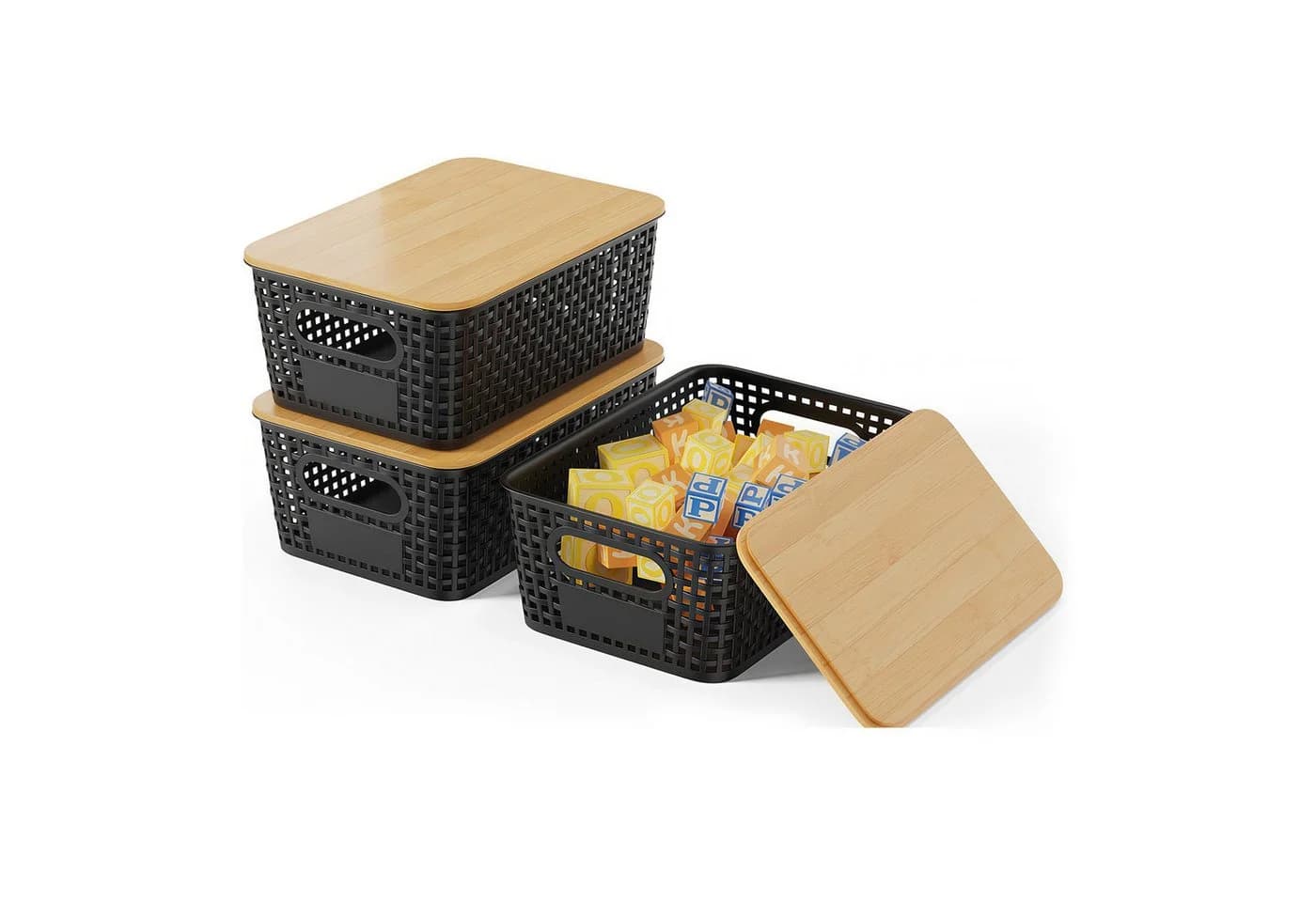 GLIESE Aufbewahrungsbox Kartoffel Aufbewahrungsbox mit Bambusdeckel Küche Aufbewahrung 3 St - Bild 2