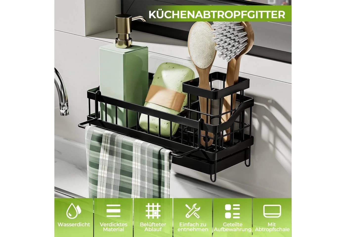 GLIESE Küchenorganizer-Set Spülen-Organizer Automatische Entwässerung - Bild 5