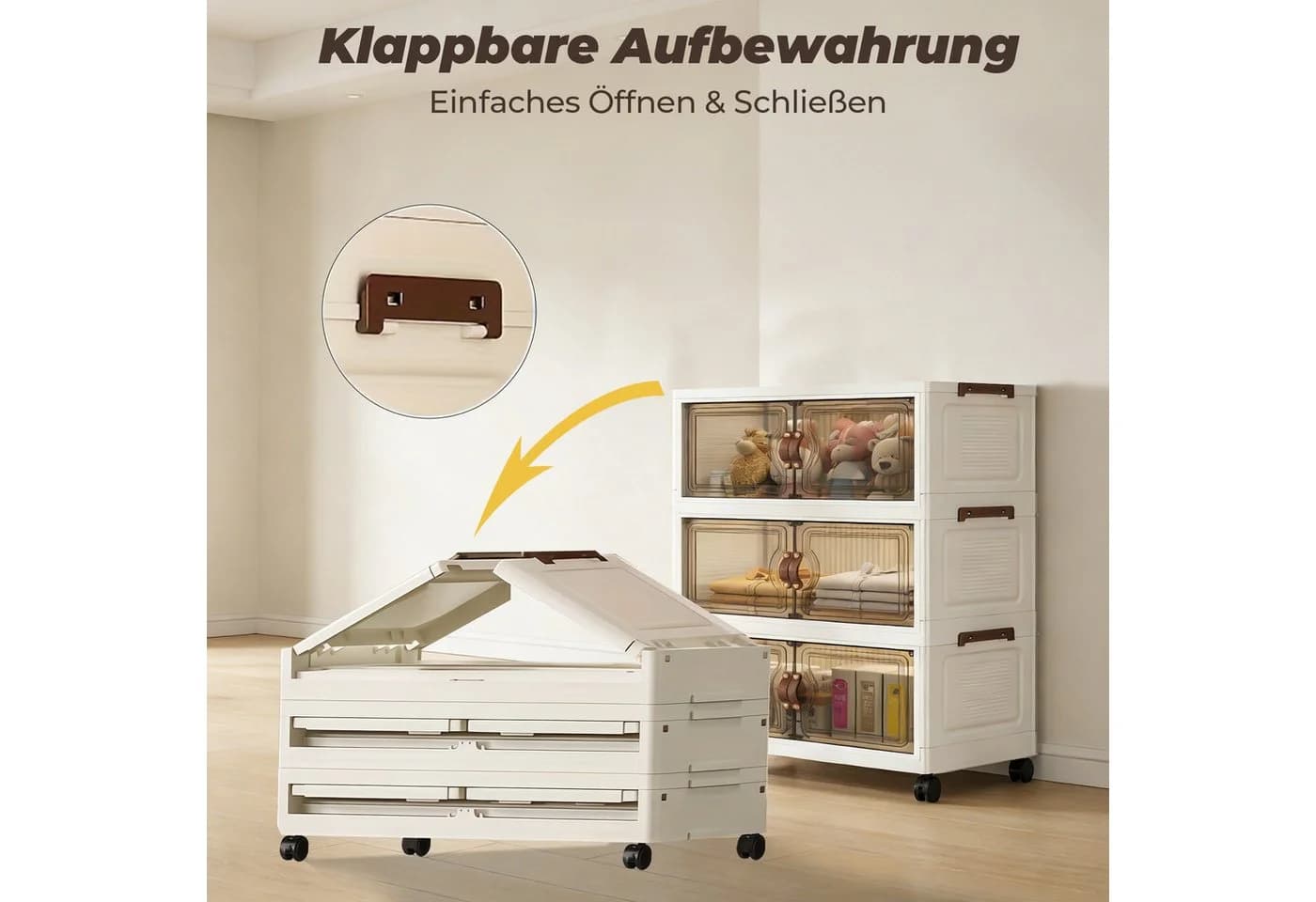 GLIESE Aufbewahrungsbox 3-Schicht Weiß mit Rollen - Bild 3