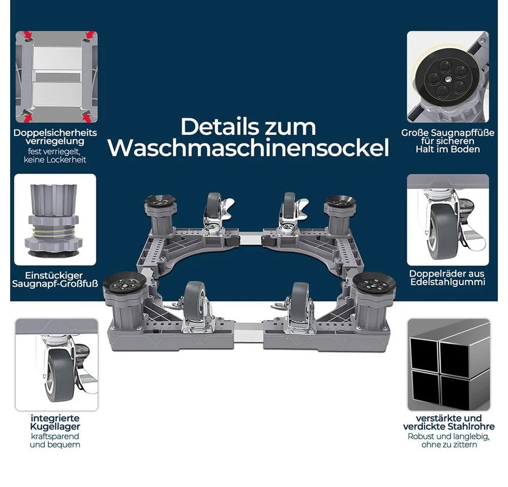 GLIESE Waschmaschinenuntergestell verstellbar 300 kg Tragkraft - Bild 3