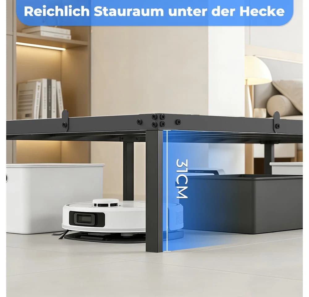 GLIESE Metallbett 140x200 cm Schwarz Stahl - Bild 3