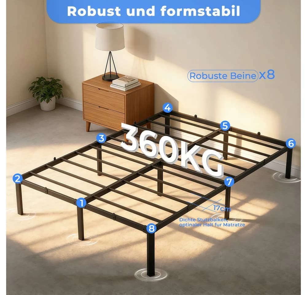GLIESE Metallbett 140x200 cm Schwarz Stahl - Bild 4