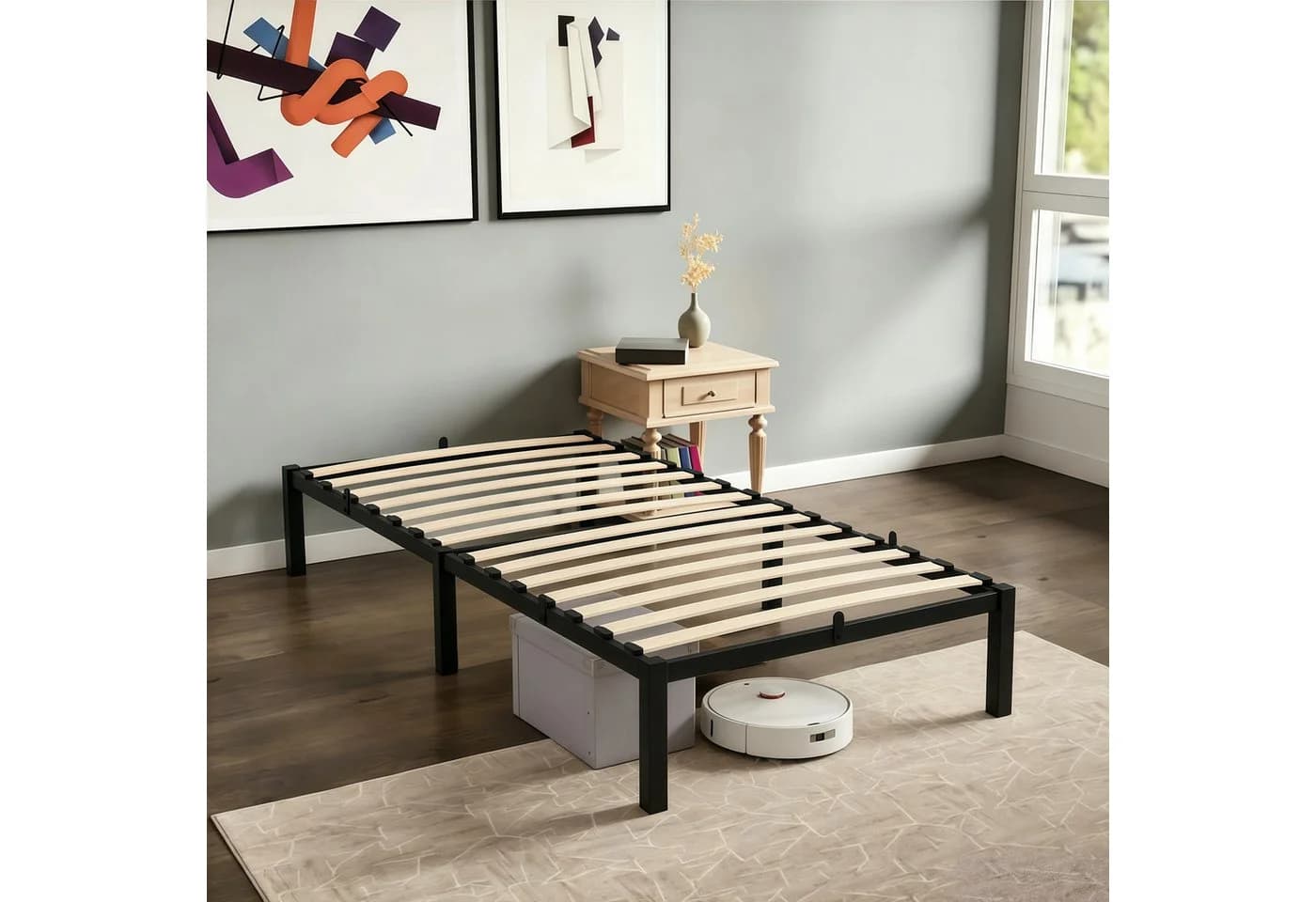 GLIESE Bettgestell Lattenrostbett Schwarz mit Matratzenstoppern - Bild 2