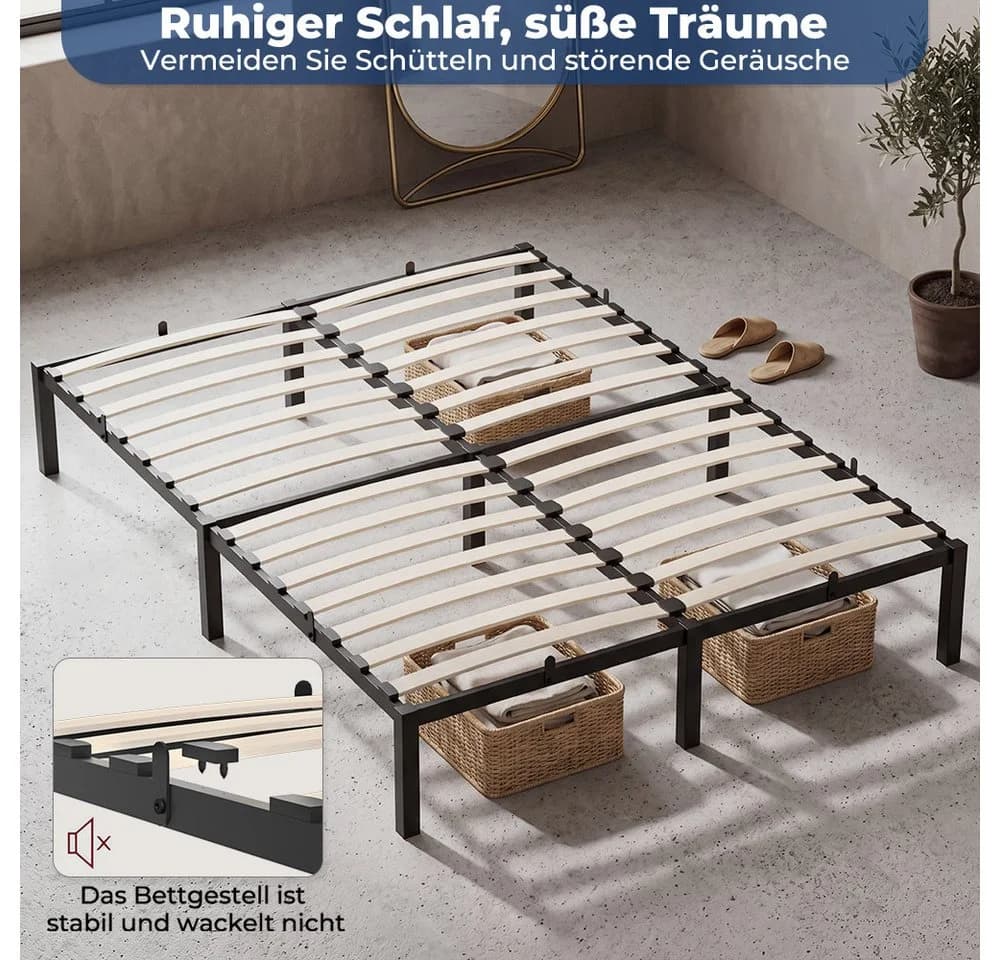 GLIESE Bettgestell Lattenrostbett Schwarz mit Holzlattenrost - Bild 5