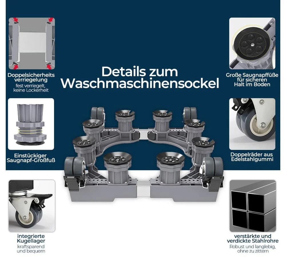 GLIESE Waschmaschinenuntergestell Edelstahl verstellbar mit Rollen - Bild 4
