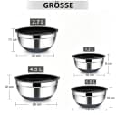 GLIESE POWER Rührschüssel-Set 4-teilig Edelstahl 16-26 cm stapelbar Bild 3