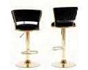 PFCTART Barhocker 2er Set Samt höhenverstellbar 360° drehbar Schwarz/Gold Bild 2