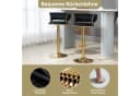 PFCTART Barhocker 2er Set Samt höhenverstellbar 360° drehbar Schwarz/Gold Bild 5